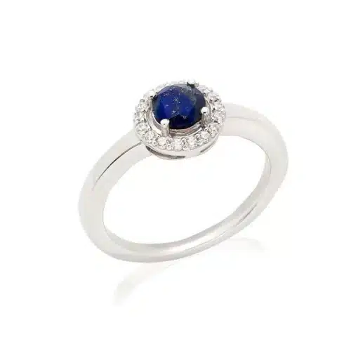 Bague lapis-lazuli, oxydes, argent rhodié